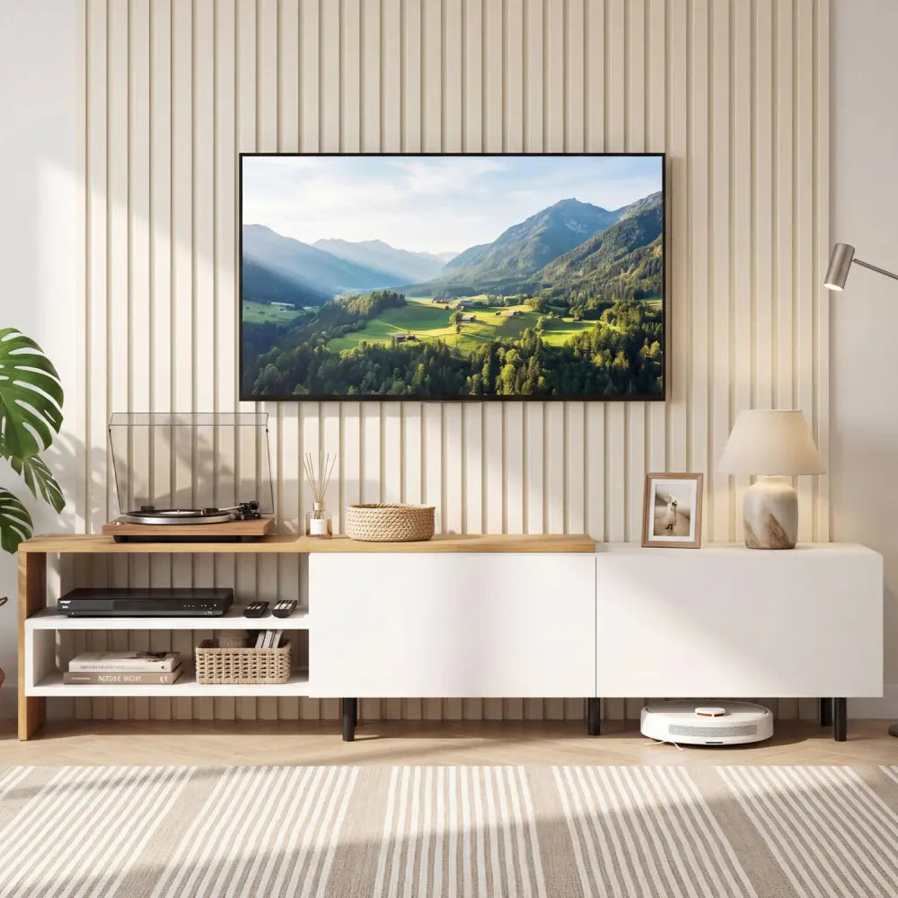 Modern TV Stand for 80 Inches TVs with Storage Shelves and Cabinets-White - White - Entertainment Centers & TV Stands