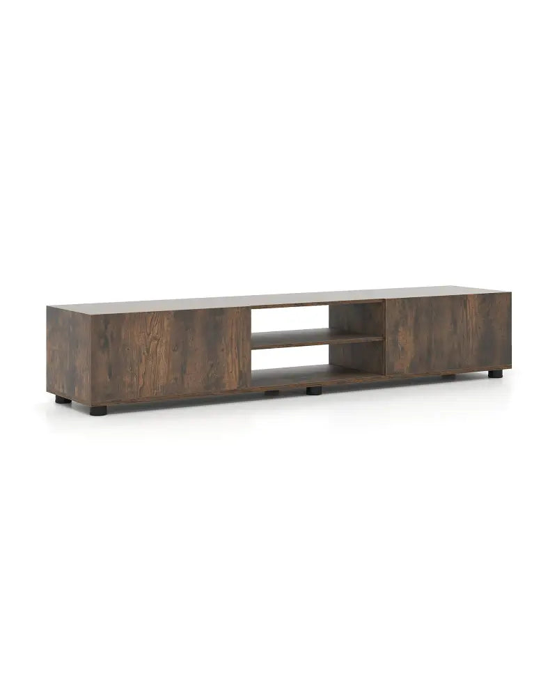 Modern TV Stand for up to 70’’ TVs Minimalist Entertainment Center with 2 Doors and Open Shelves-Rustic Brown - Rustic