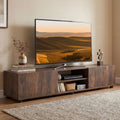 Modern TV Stand for up to 70’’ TVs Minimalist Entertainment Center with 2 Doors and Open Shelves-Rustic Brown - Rustic