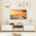 Modern TV Stand for up to 70’’ TVs Minimalist Entertainment Center with 2 Doors and Open Shelves-White - White