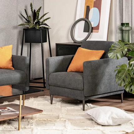 Modern Upholstered Accent Chair with Removable Backrest Cushion-Gray - Gray - Sofas & Loveseats