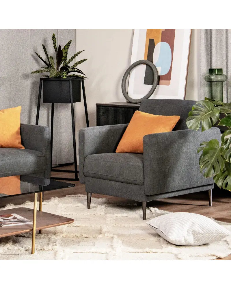 Modern Upholstered Accent Chair with Removable Backrest Cushion-Gray - Gray - Sofas & Loveseats