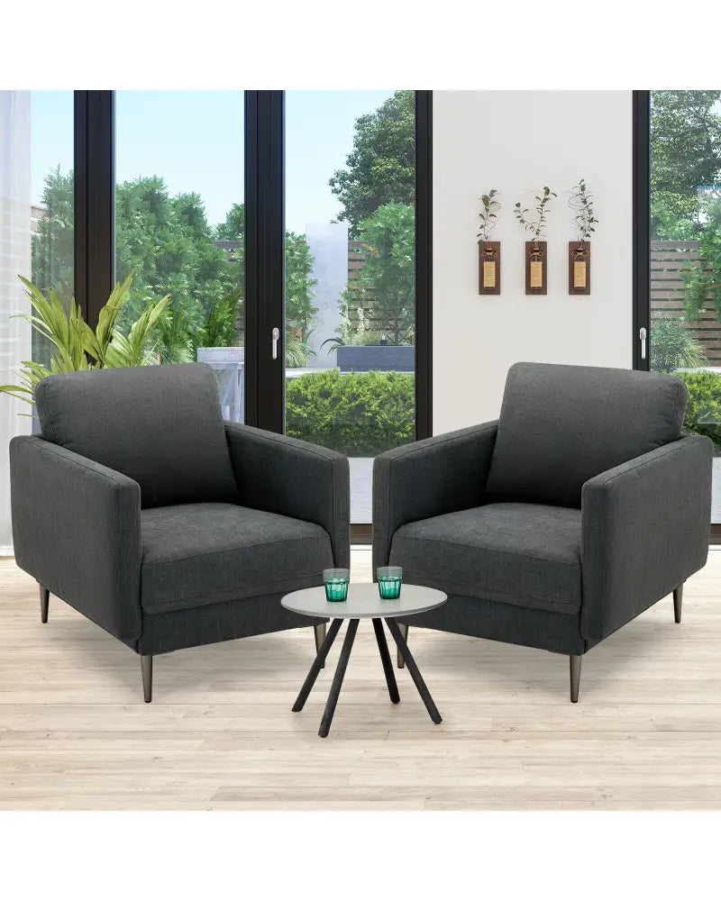 Modern Upholstered Accent Chair with Removable Backrest Cushion-Gray - Gray - Sofas & Loveseats