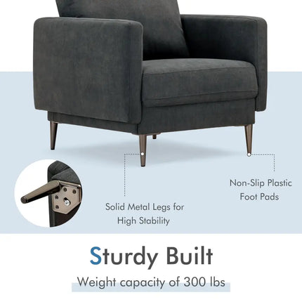 Modern Upholstered Accent Chair with Removable Backrest Cushion-Gray - Gray - Sofas & Loveseats