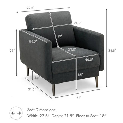 Modern Upholstered Accent Chair with Removable Backrest Cushion-Gray - Gray - Sofas & Loveseats
