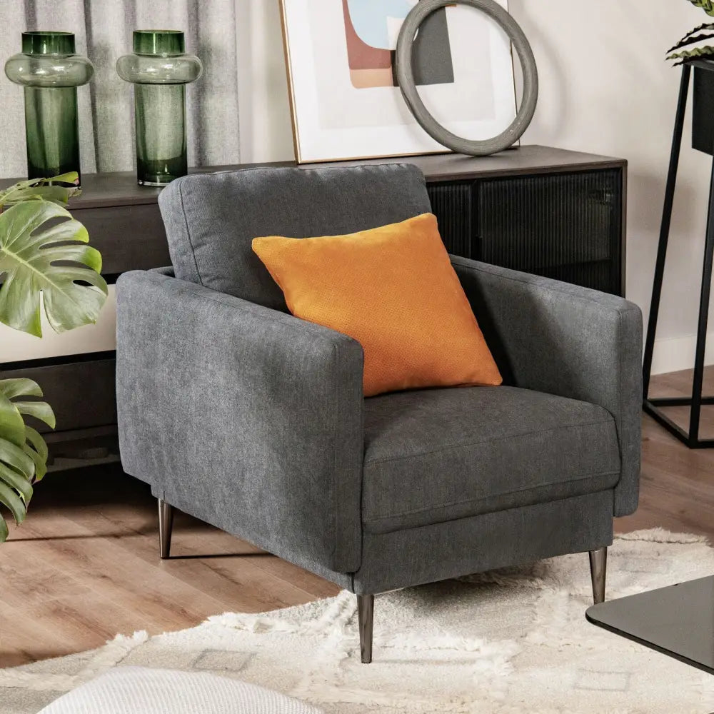 Modern Upholstered Accent Chair with Removable Backrest Cushion-Gray - Gray - Sofas & Loveseats