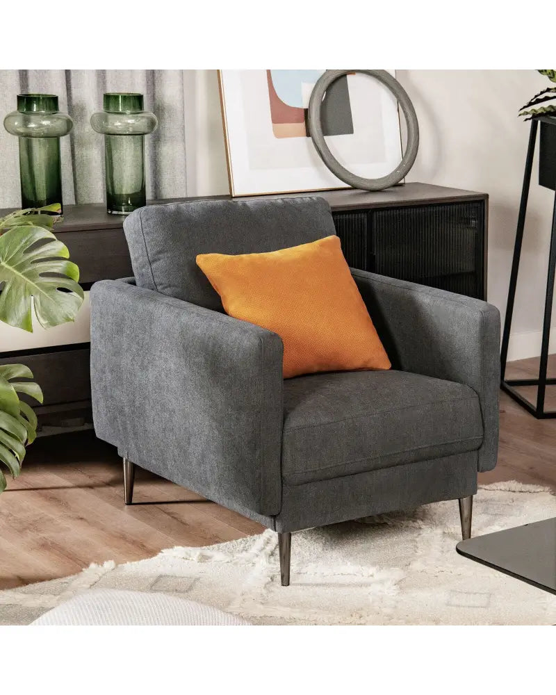 Modern Upholstered Accent Chair with Removable Backrest Cushion-Gray - Gray - Sofas & Loveseats