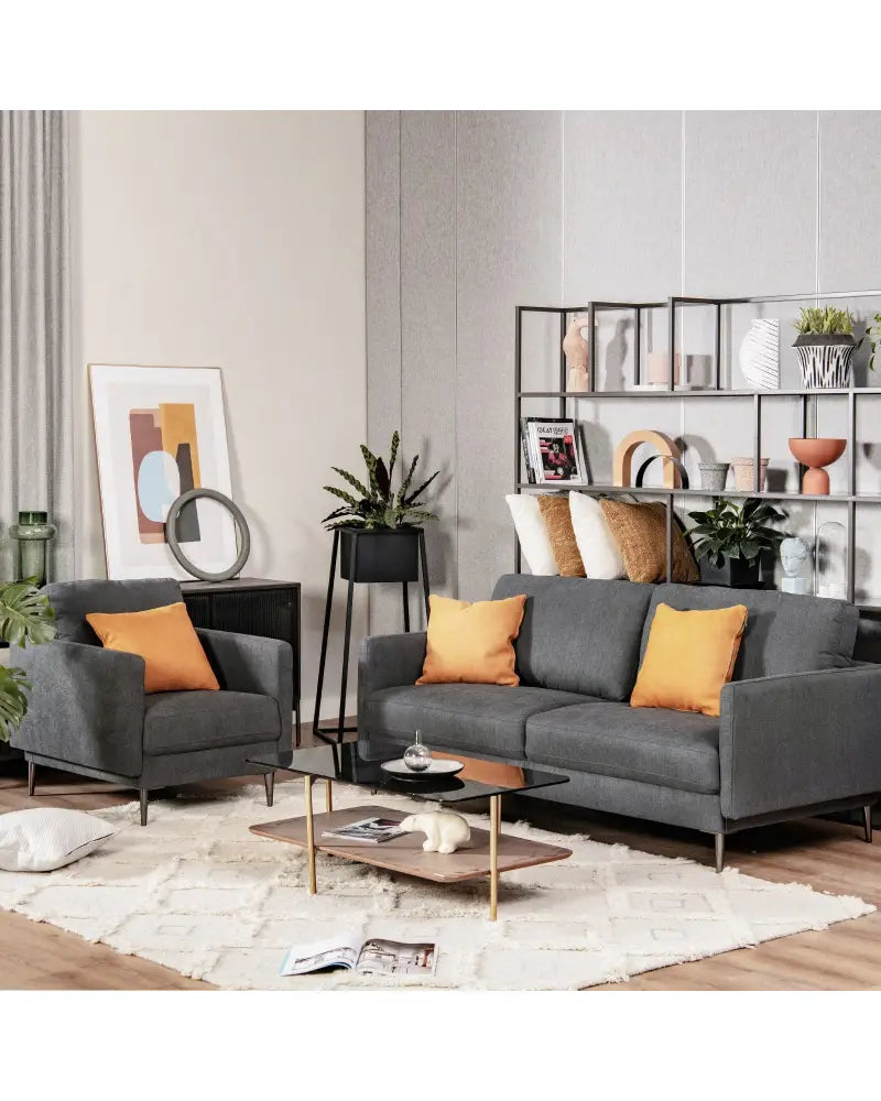Modern Upholstered Accent Chair with Removable Backrest Cushion-Gray - Gray - Sofas & Loveseats