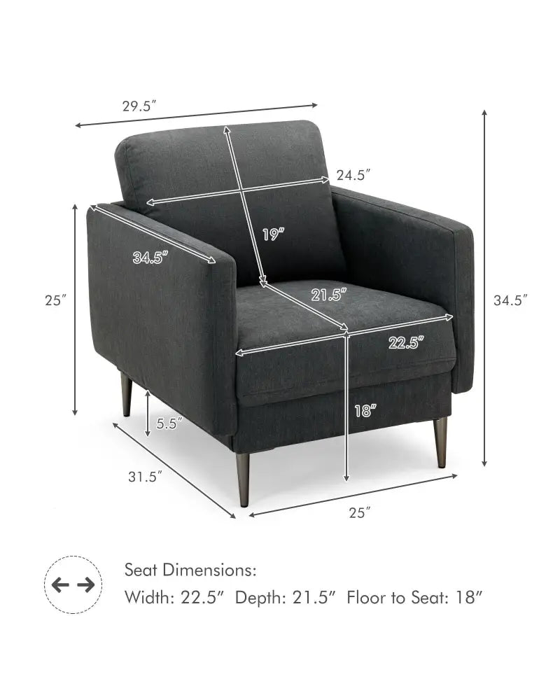 Modern Upholstered Accent Chair with Removable Backrest Cushion-Gray - Gray - Sofas & Loveseats