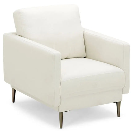 Modern Upholstered Accent Chair with Removable Backrest Cushion-White - White - Sofas & Loveseats