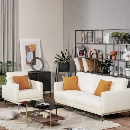 Modern Upholstered Accent Chair with Removable Backrest Cushion-White - White - Sofas & Loveseats