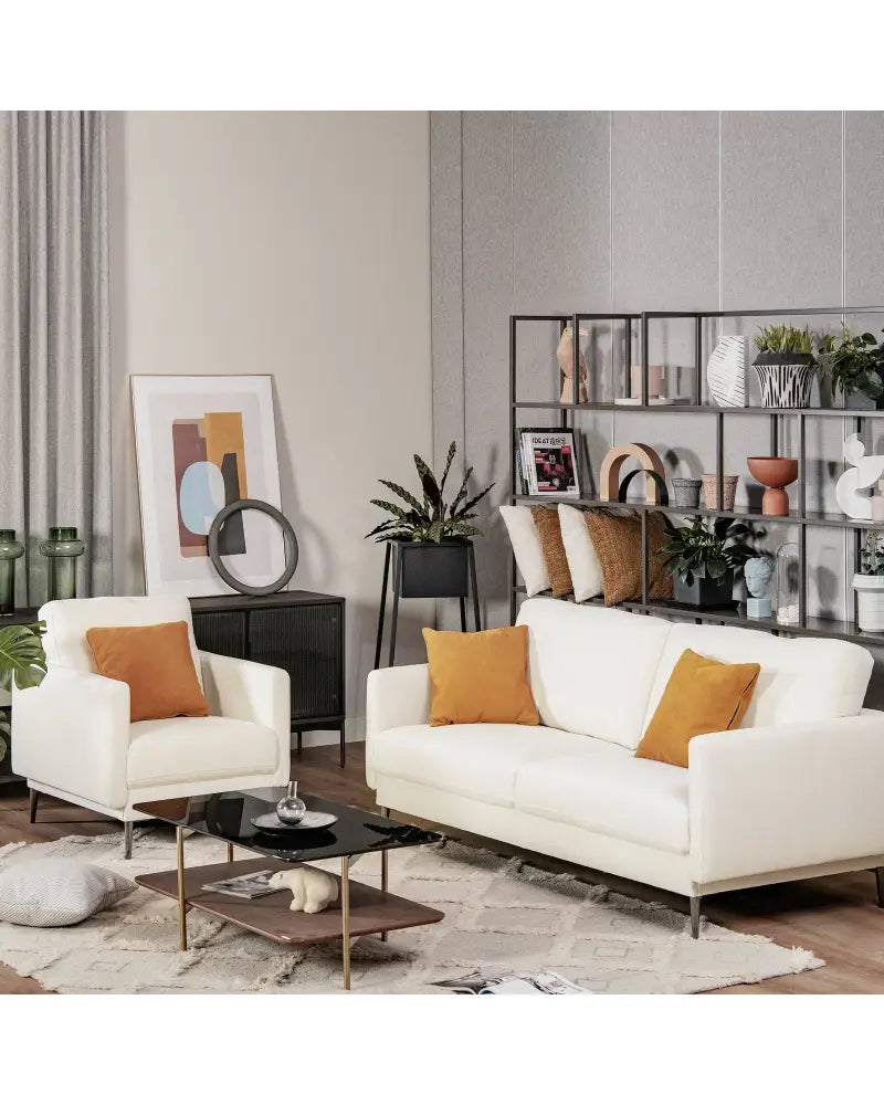 Modern Upholstered Accent Chair with Removable Backrest Cushion-White - White - Sofas & Loveseats