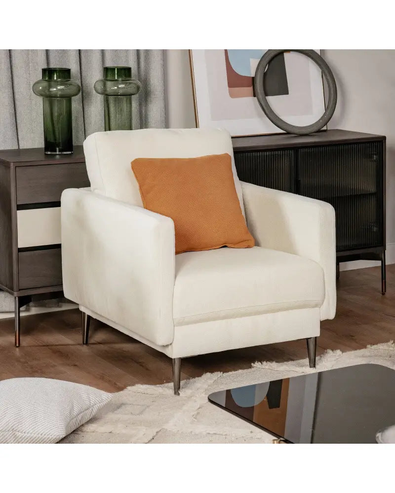 Modern Upholstered Accent Chair with Removable Backrest Cushion-White - White - Sofas & Loveseats