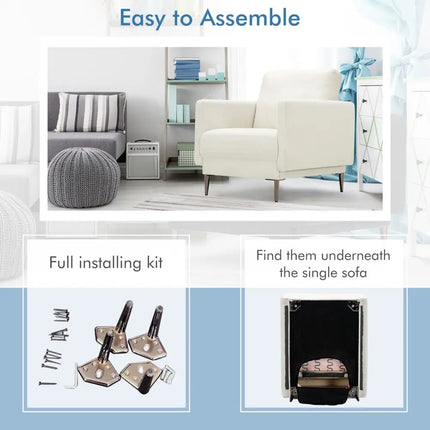 Modern Upholstered Accent Chair with Removable Backrest Cushion-White - White - Sofas & Loveseats