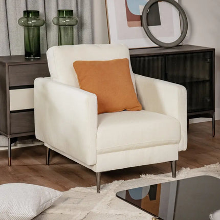 Modern Upholstered Accent Chair with Removable Backrest Cushion-White - White - Sofas & Loveseats