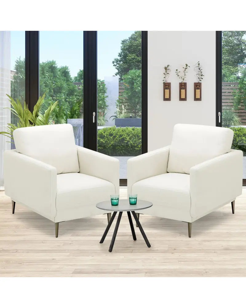 Modern Upholstered Accent Chair with Removable Backrest Cushion-White - White - Sofas & Loveseats