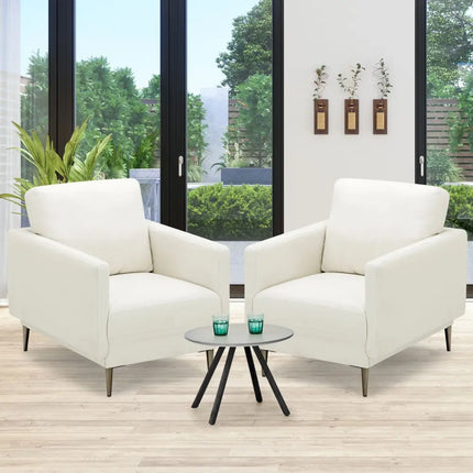 Modern Upholstered Accent Chair with Removable Backrest Cushion-White - White - Sofas & Loveseats