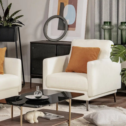 Modern Upholstered Accent Chair with Removable Backrest Cushion-White - White - Sofas & Loveseats