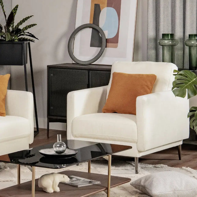 Modern Upholstered Accent Chair with Removable Backrest Cushion-White - White - Sofas & Loveseats