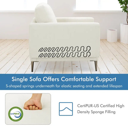 Modern Upholstered Accent Chair with Removable Backrest Cushion-White - White - Sofas & Loveseats