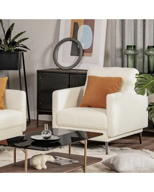 Modern Upholstered Accent Chair with Removable Backrest Cushion-White - White - Sofas & Loveseats