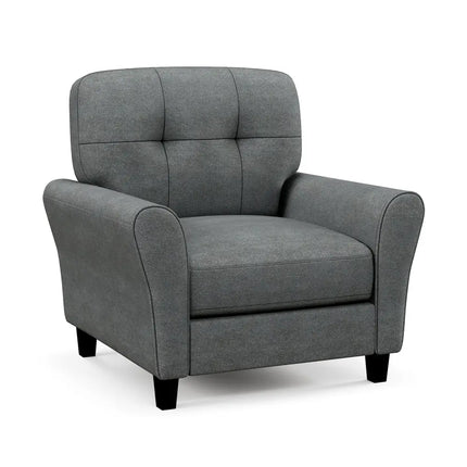 Modern Upholstered Accent Chair with Rubber Wood Legs-Gray - Gray - Accent Chairs