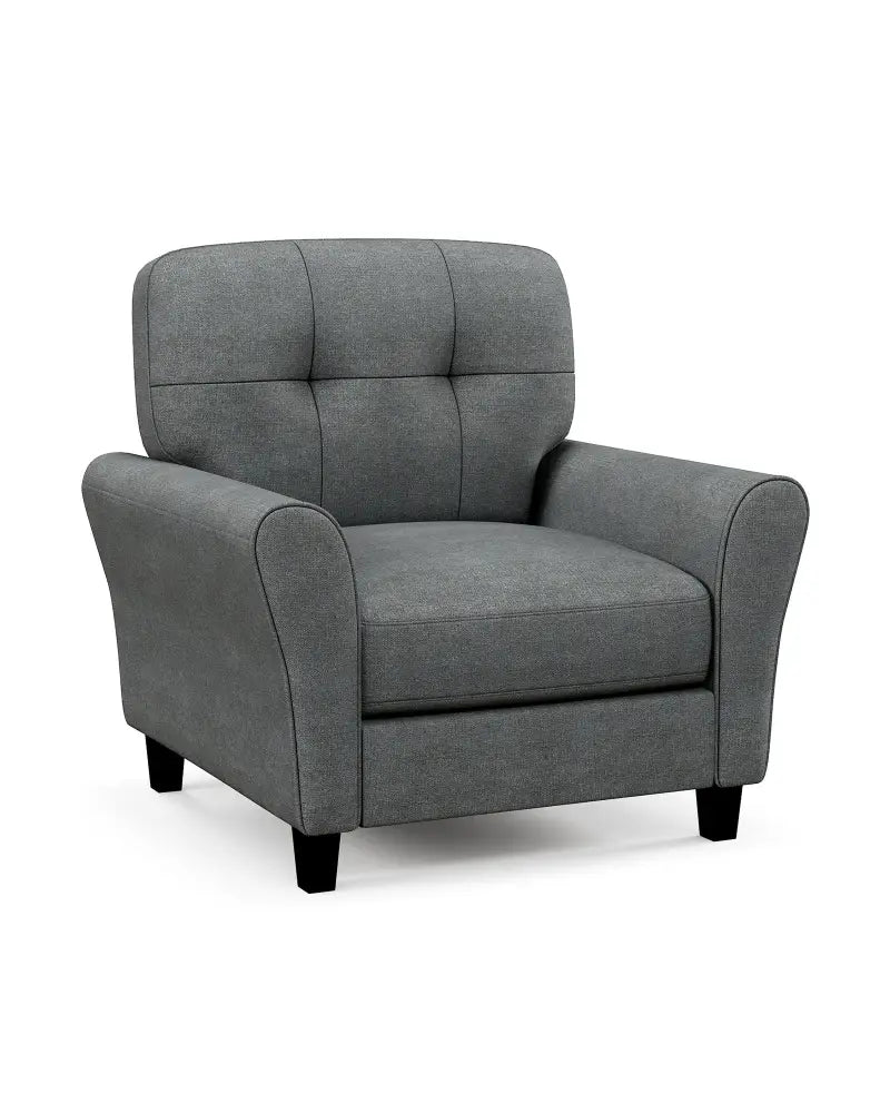 Modern Upholstered Accent Chair with Rubber Wood Legs-Gray - Gray - Accent Chairs