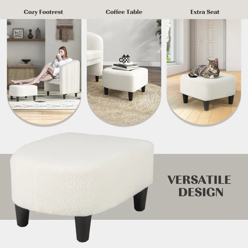 Modern Upholstered Barrel Teddy Velvet Chair with Ottoman-Beige - Beige - Accent Chairs