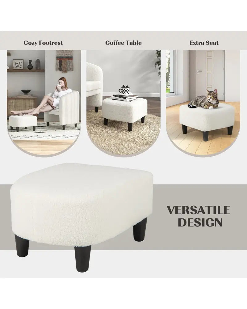 Modern Upholstered Barrel Teddy Velvet Chair with Ottoman-Beige - Beige - Accent Chairs