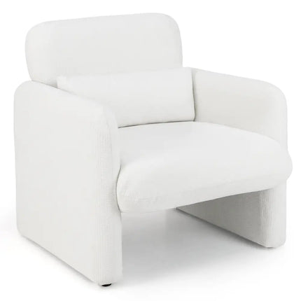 Modern Upholstered Chenille Accent Chair with Removable Lumbar Pillow-White - White - Accent Chairs