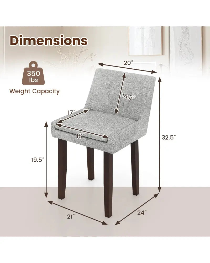 Modern Upholstered Fabric Side Leisure Chair Set of 2-Gray - Gray - Dining Chairs