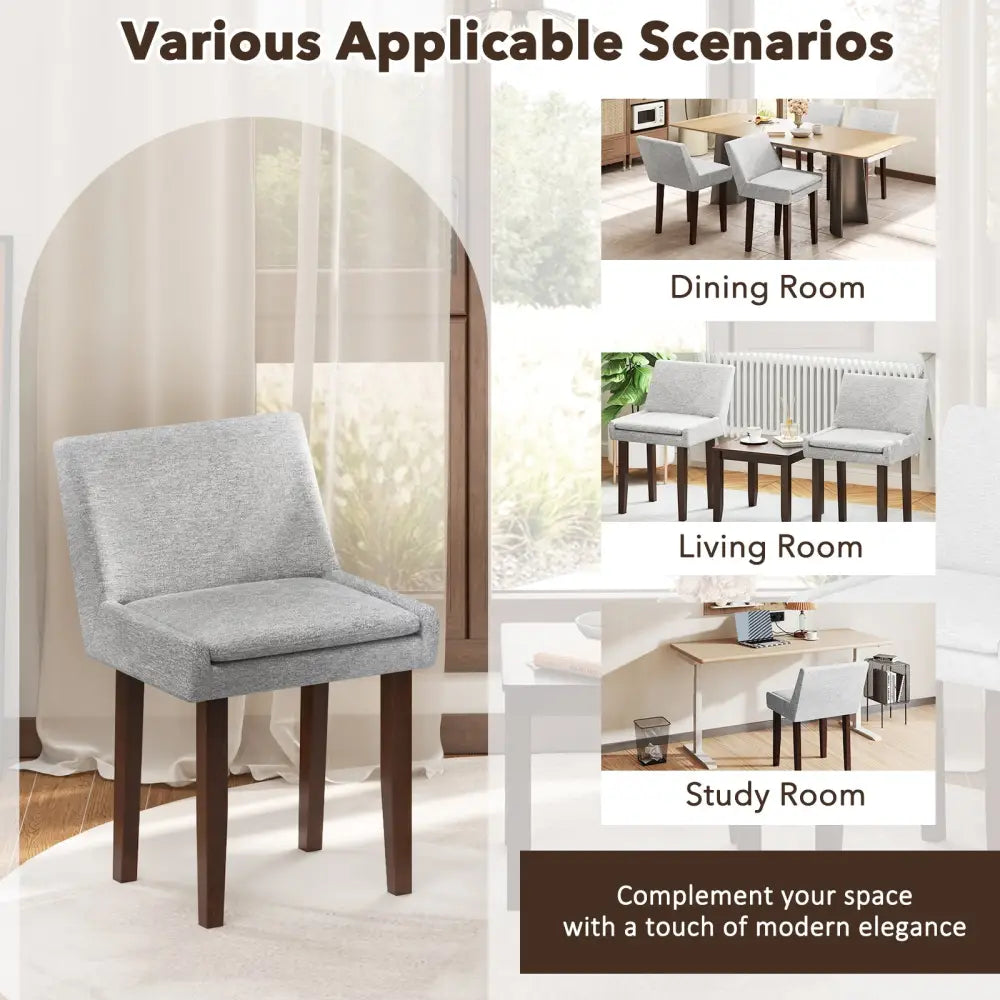 Modern Upholstered Fabric Side Leisure Chair Set of 2-Gray - Gray - Dining Chairs