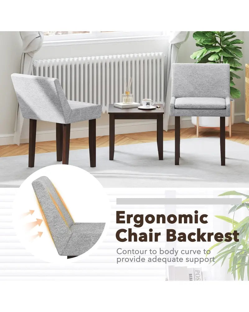 Modern Upholstered Fabric Side Leisure Chair Set of 2-Gray - Gray - Dining Chairs