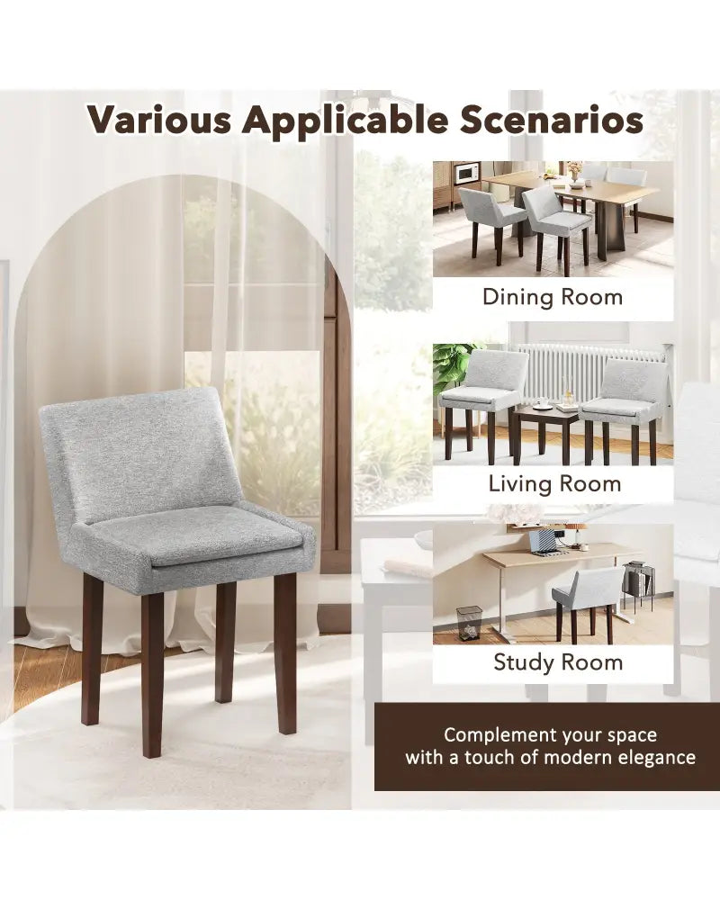 Modern Upholstered Fabric Side Leisure Chair Set of 2-Gray - Gray - Dining Chairs