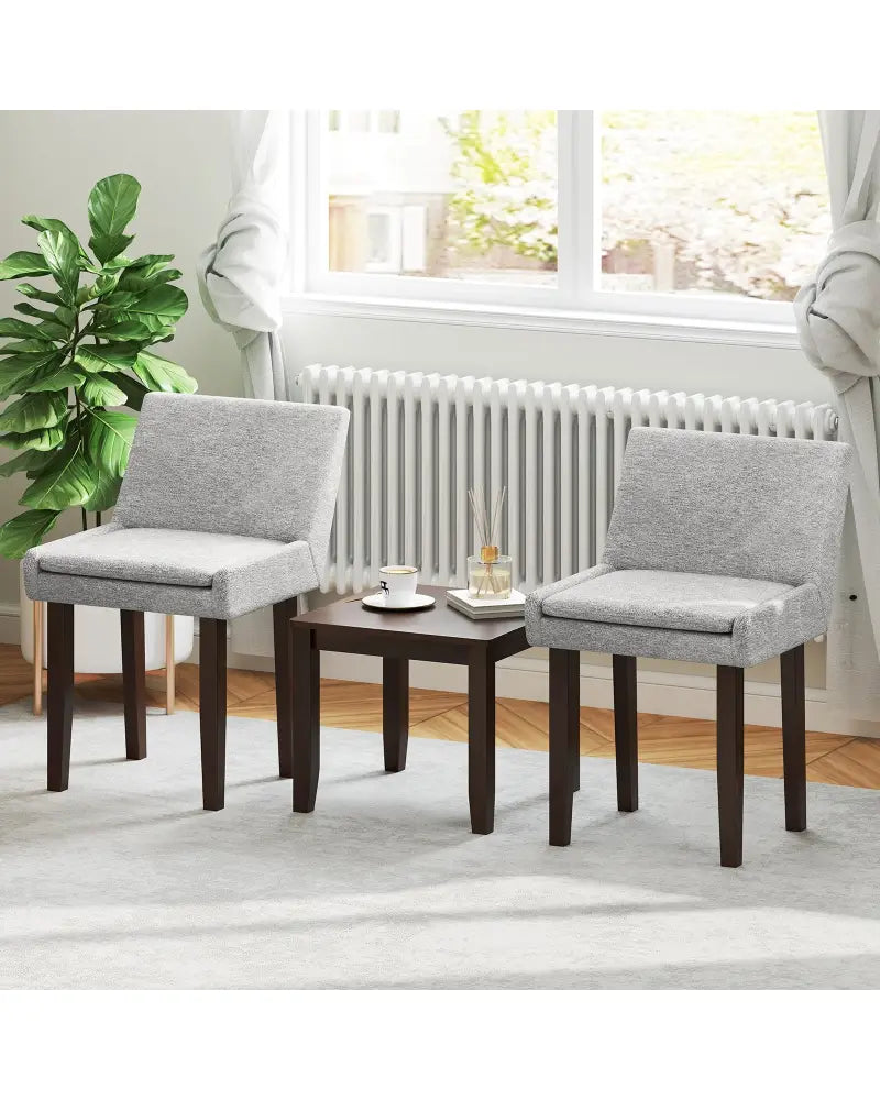 Modern Upholstered Fabric Side Leisure Chair Set of 2-Gray - Gray - Dining Chairs