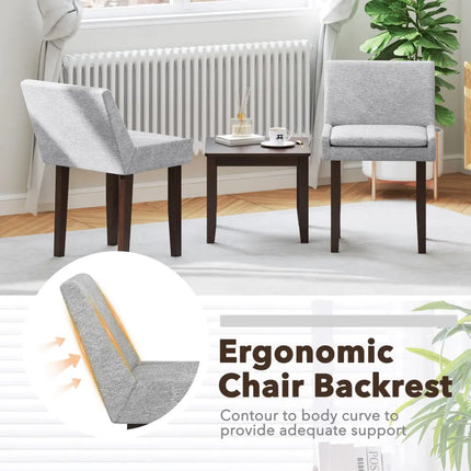 Modern Upholstered Fabric Side Leisure Chair Set of 2-Gray - Gray - Dining Chairs