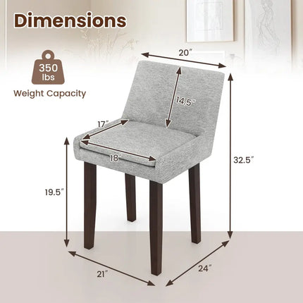 Modern Upholstered Fabric Side Leisure Chair Set of 2-Gray - Gray - Dining Chairs