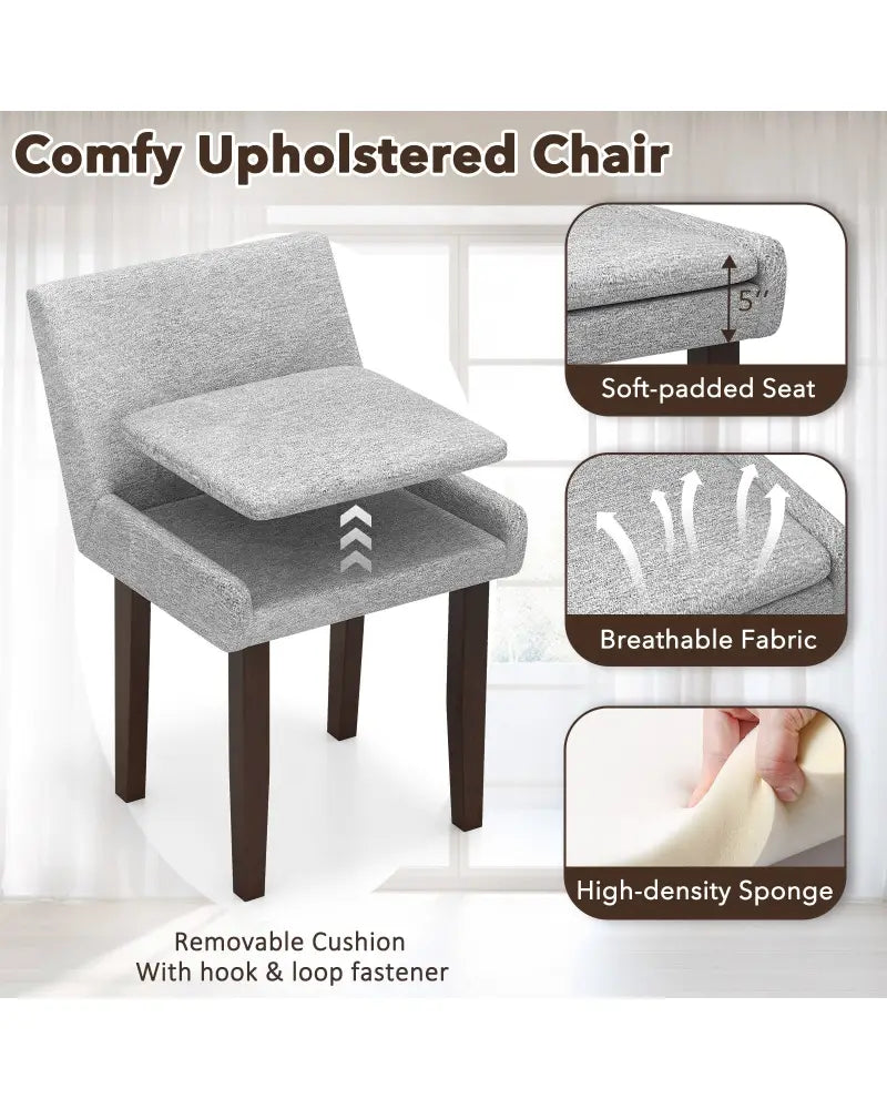 Modern Upholstered Fabric Side Leisure Chair Set of 2-Gray - Gray - Dining Chairs