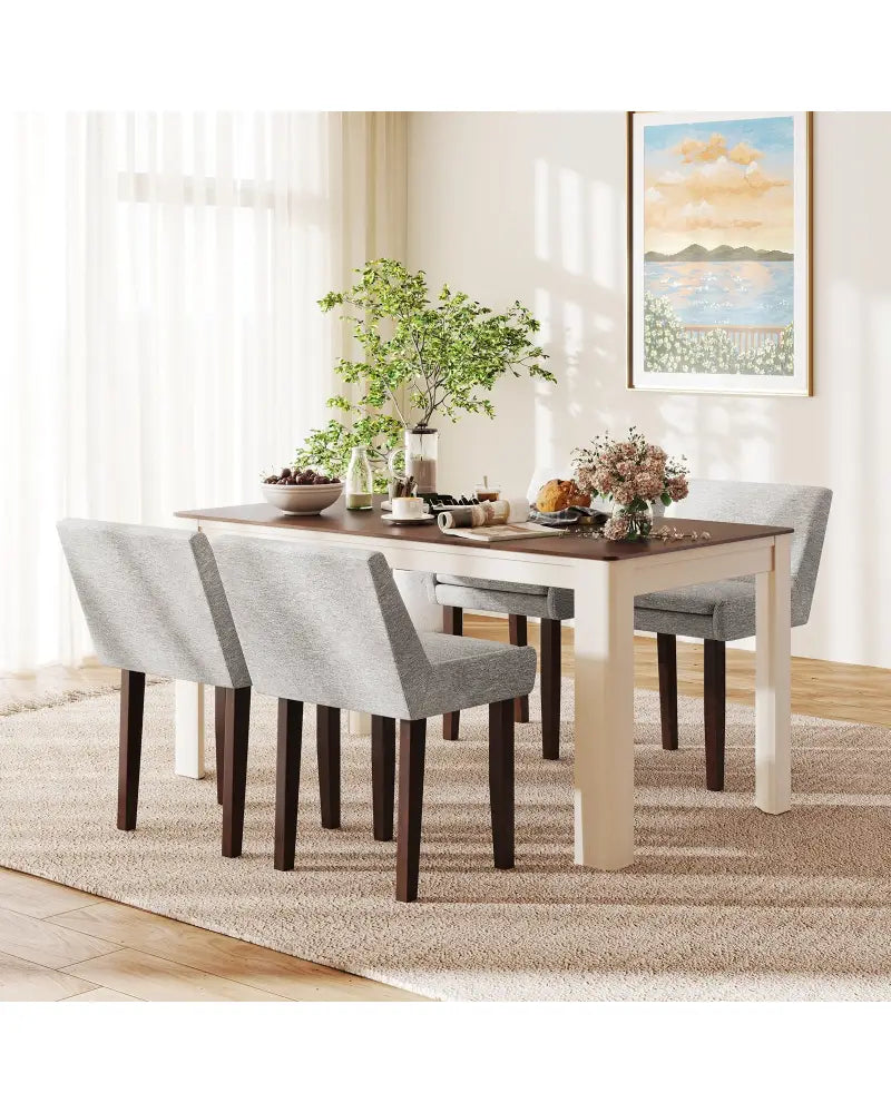 Modern Upholstered Fabric Side Leisure Chair Set of 2-Gray - Gray - Dining Chairs