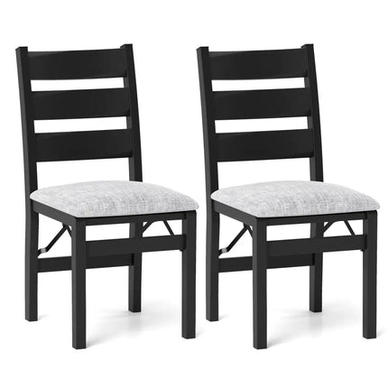 Modern Upholstered Folding Chairs Set of 2 with Comfy Backrest-Black - Black - Dining Chairs