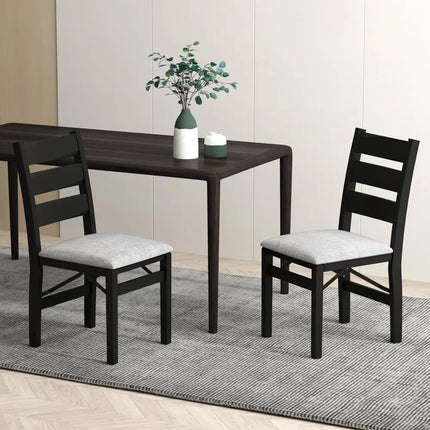 Modern Upholstered Folding Chairs Set of 2 with Comfy Backrest-Black - Black - Dining Chairs