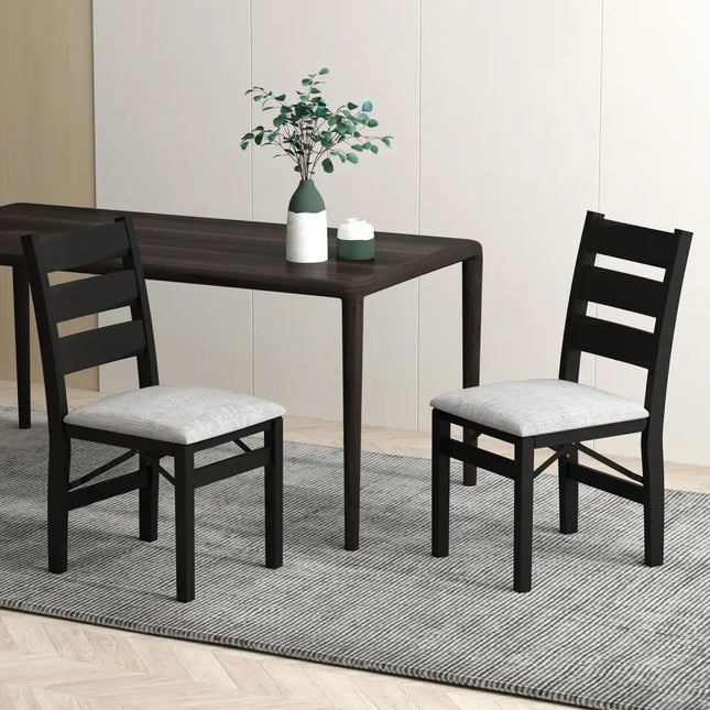 Modern Upholstered Folding Chairs Set of 2 with Comfy Backrest-Black - Black - Dining Chairs