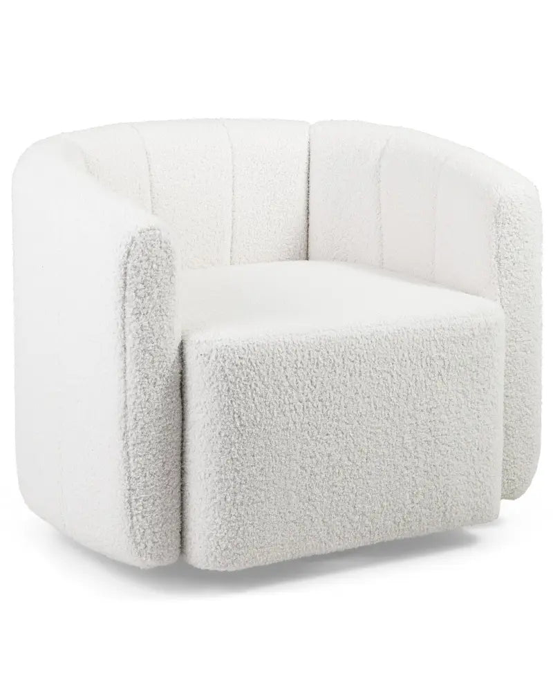 Modern Upholstered Sherpa Accent Chair with Curved Backrest and Armrests-White - White - Accent Chairs