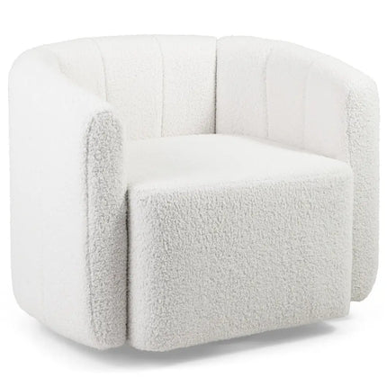 Modern Upholstered Sherpa Accent Chair with Curved Backrest and Armrests-White - White - Accent Chairs