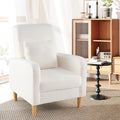 Modern Upholstered Sofa chair with Lumbar Pillow and Teddy Fleece Cover-White - White - Accent Chairs