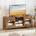 Modern Vintage TV Cabinet with Adjustable Shelves and 2 Cable Holes for TVs up to 65 Inches-Walnut - Walnut