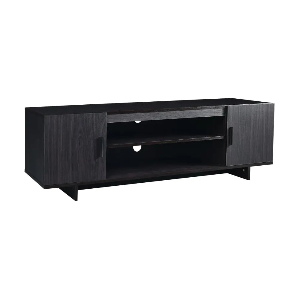 Modern Wood Universal TV Stand for TV up to 65 Inch with 2 Storage Cabinets - Dark Gray - Entertainment Centers & TV
