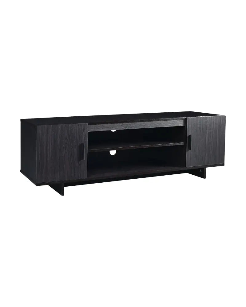 Modern Wood Universal TV Stand for TV up to 65 Inch with 2 Storage Cabinets - Dark Gray - Entertainment Centers & TV