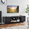 Modern Wood Universal TV Stand for TV up to 65 Inch with 2 Storage Cabinets - Dark Gray - Entertainment Centers & TV