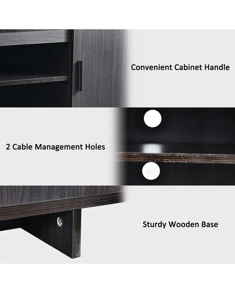 Modern Wood Universal TV Stand for TV up to 65 Inch with 2 Storage Cabinets - Dark Gray - Entertainment Centers & TV